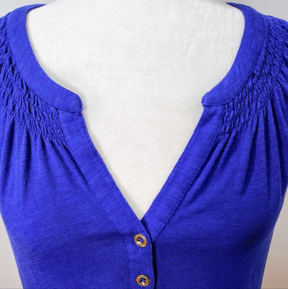 Lilly Pulitzer Esse Royal Blue Sleeveless Midi Shift Dress w/ Button Detail in M - Picture 5 of 10